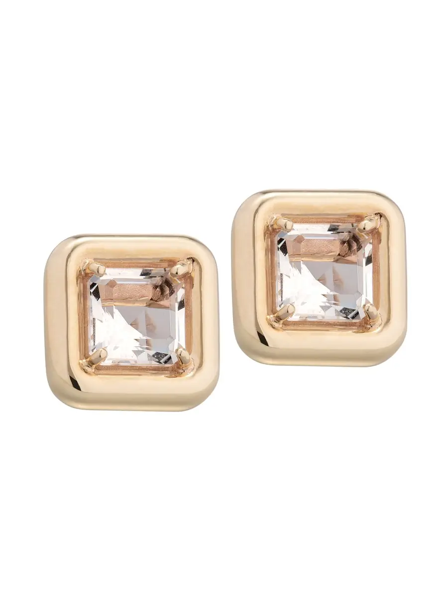 Bea Bongiasca Women's Candy 9K Yellow Gold & Rock Crystal Square Earrings