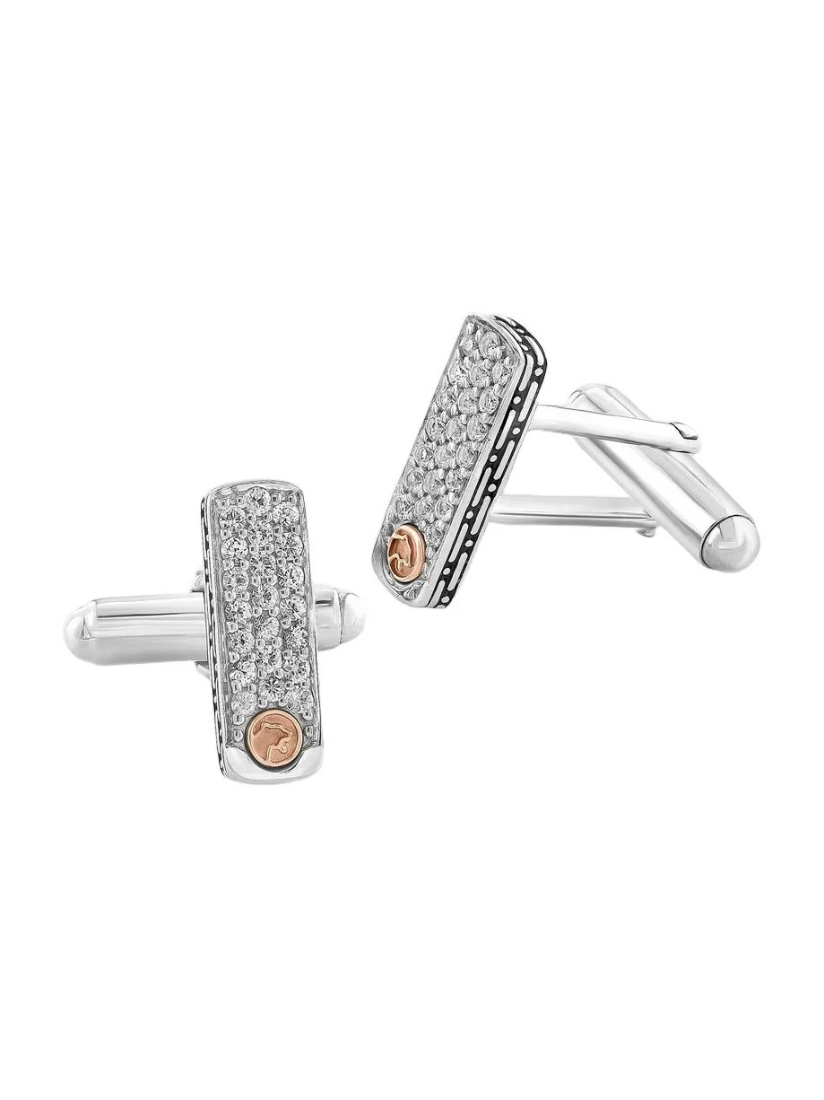 Saks Fifth Avenue Collection Men's COLLECTION 18K Yellow Gold, 925 Sterling Silver & White Sapphire Cufflinks