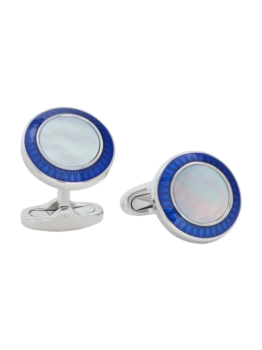 Men's Round Mother of Pearl Cufflinks