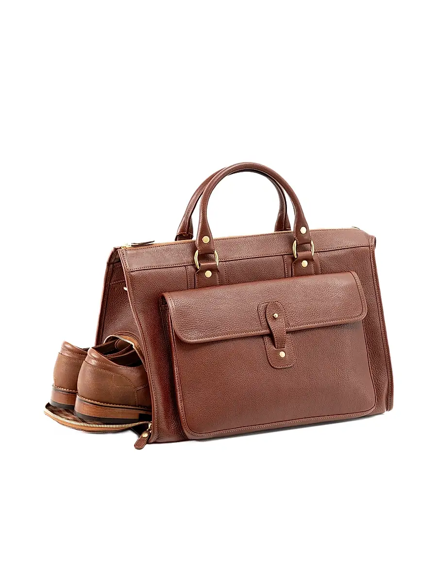 Ghurka Men's Heritage Concourse No. 291 Leather Duffel Bag - Vintage Chestnut Leather | Thumbnail 4