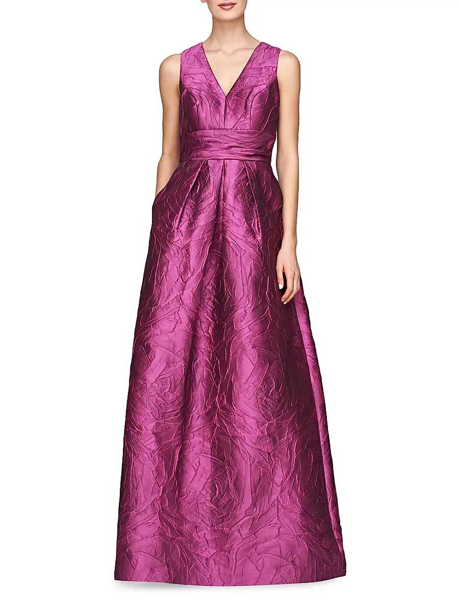 Kay Unger Women's Mariah Jacquard Textured Gown | Thumbnail 2