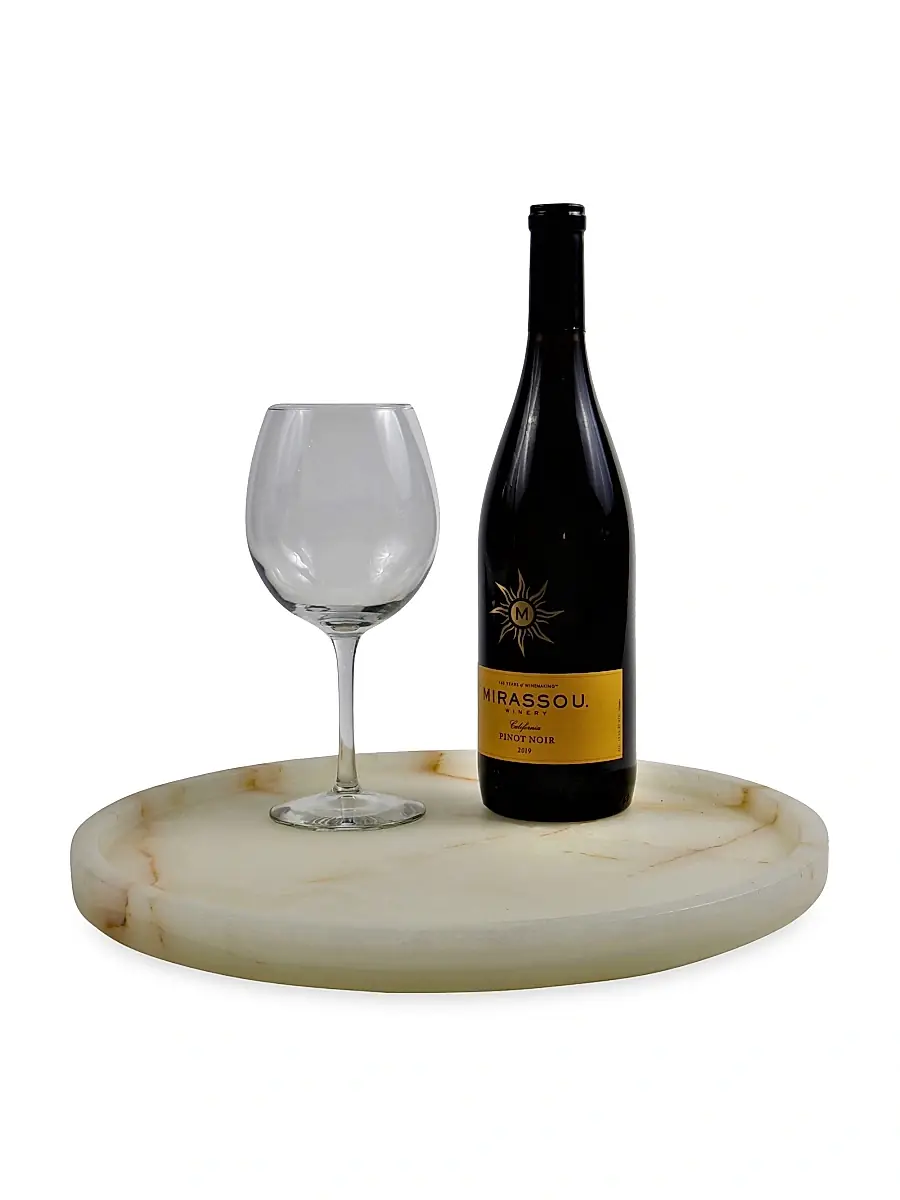 Marble Crafter Athena Onyx Honed 14" Round Tray | Thumbnail 2 Marble Crafter Athena Onyx Honed 14" Round Tray | Thumbnail 2