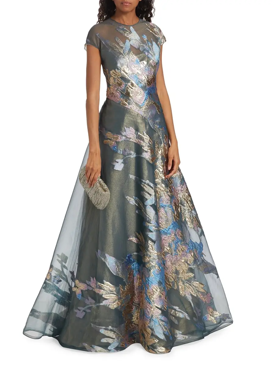 Rene Ruiz Collection Women's Metallic Fil Coupé A-Line Gown | Image 1 Rene Ruiz Collection Women's Metallic Fil Coupé A-Line Gown | Image 1