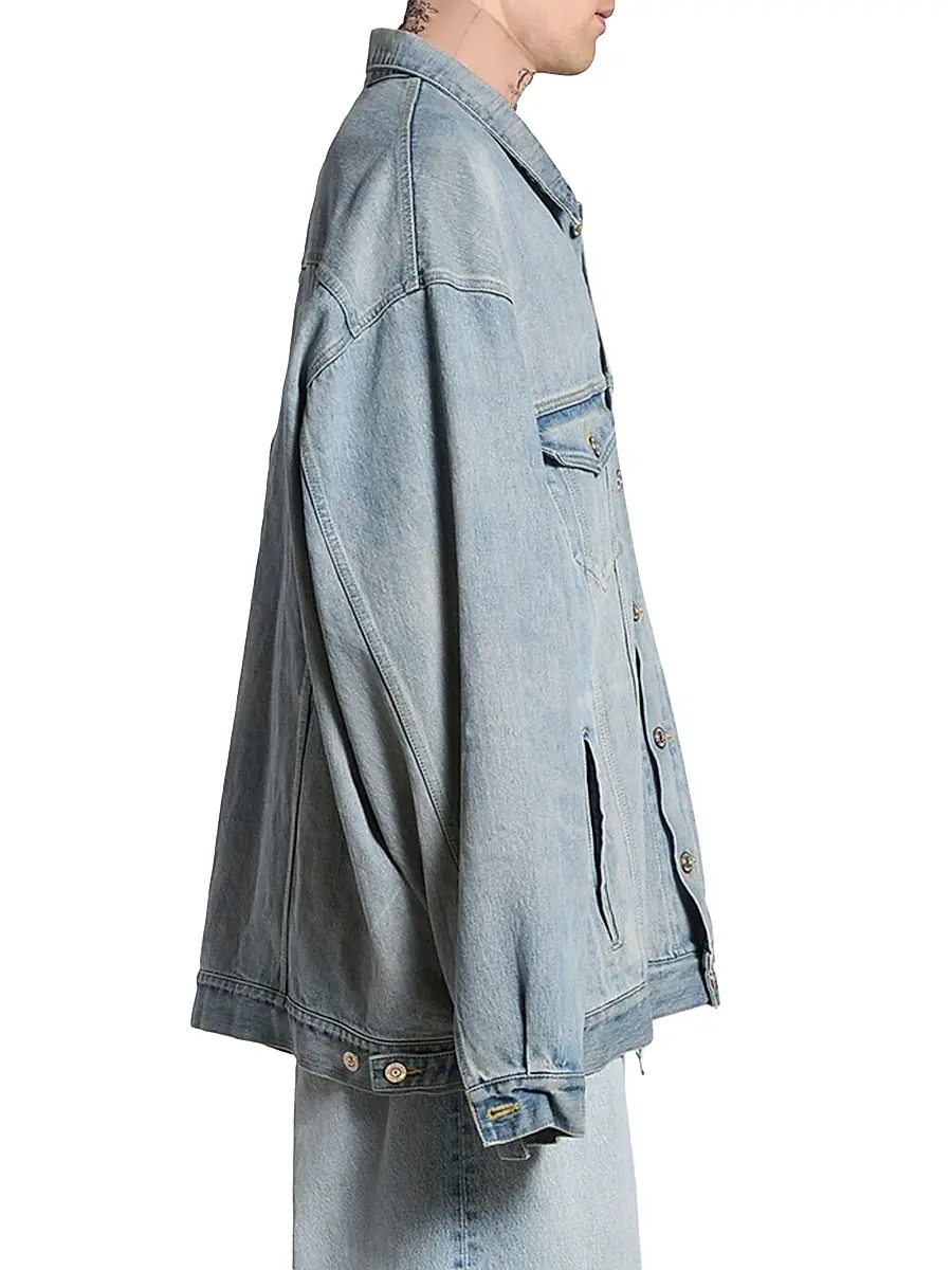 Balenciaga Men's Oversized Denim Jacket - Blue | Thumbnail 5 Balenciaga Men's Oversized Denim Jacket - Blue | Thumbnail 5