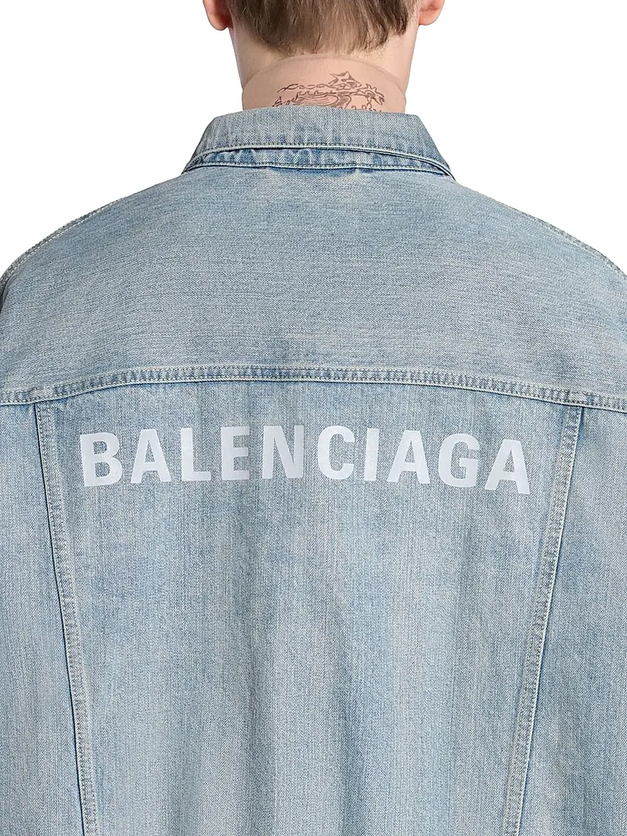 Balenciaga Men's Oversized Denim Jacket - Blue | Thumbnail 6 Balenciaga Men's Oversized Denim Jacket - Blue | Thumbnail 6