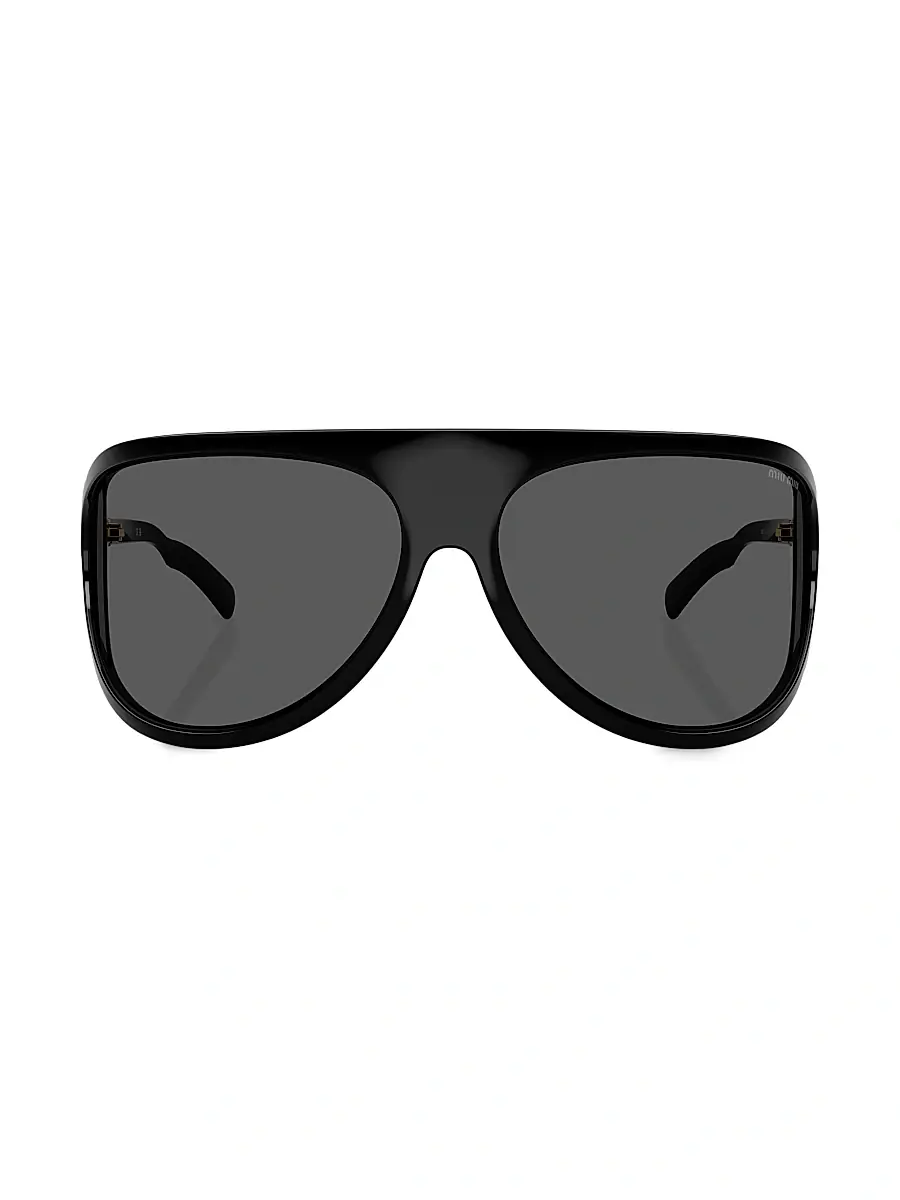 Miu Miu Women's 75MM Wraparound Sunglasses - Black Dark Grey | Thumbnail 2 Miu Miu Women's 75MM Wraparound Sunglasses - Black Dark Grey | Thumbnail 2