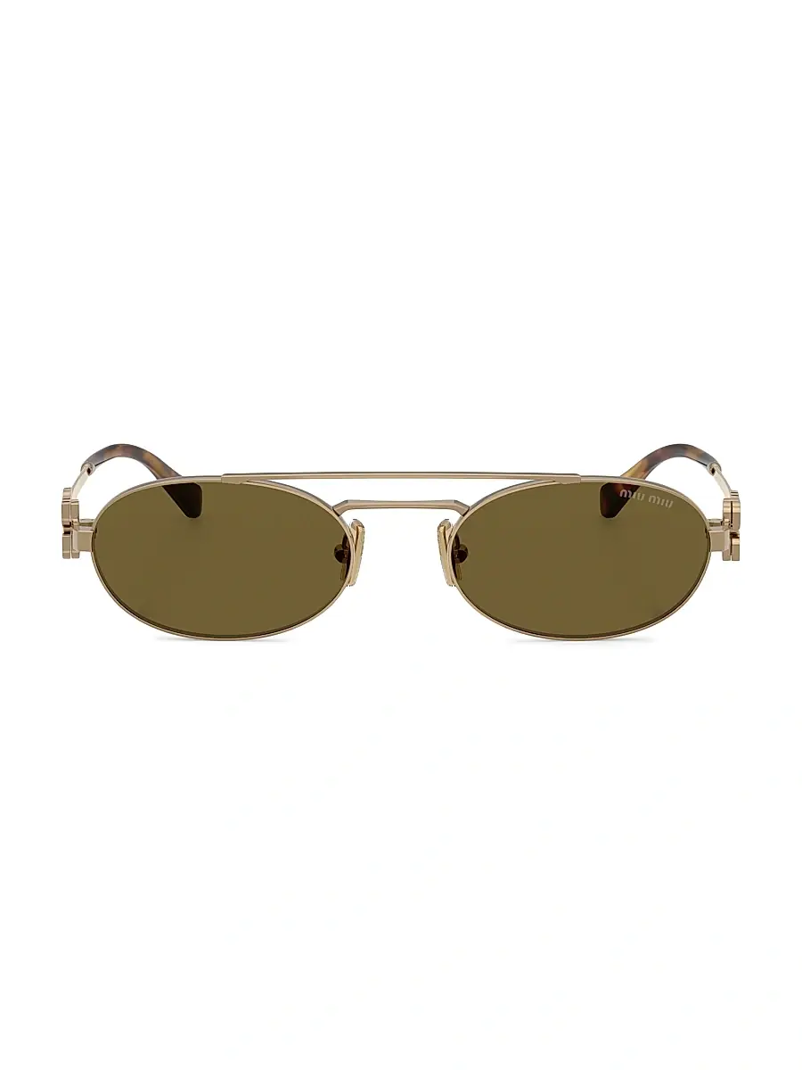 Miu Miu Women's 53MM Oval Sunglasses - Pale Gold Grey | Thumbnail 2 Miu Miu Women's 53MM Oval Sunglasses - Pale Gold Grey | Thumbnail 2