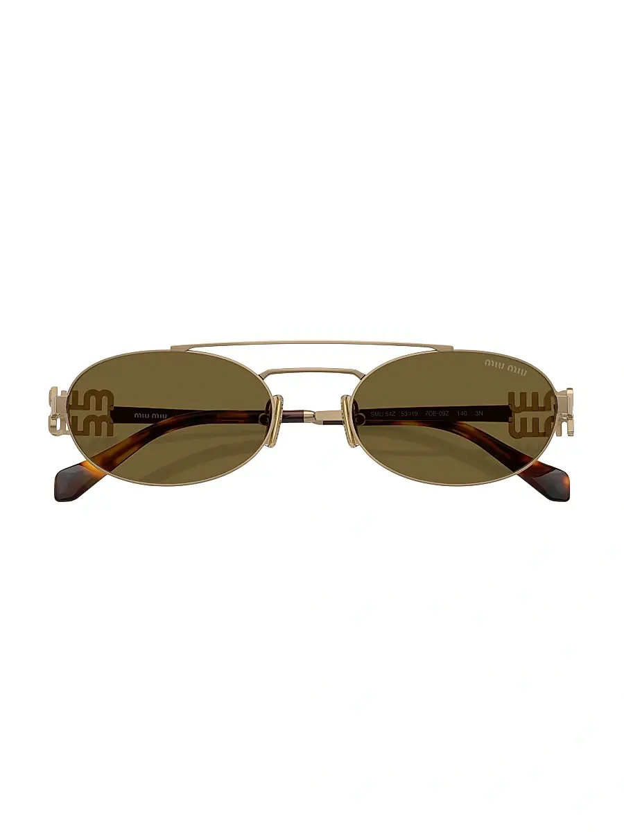 Miu Miu Women's 53MM Oval Sunglasses - Pale Gold Grey | Thumbnail 5 Miu Miu Women's 53MM Oval Sunglasses - Pale Gold Grey | Thumbnail 5