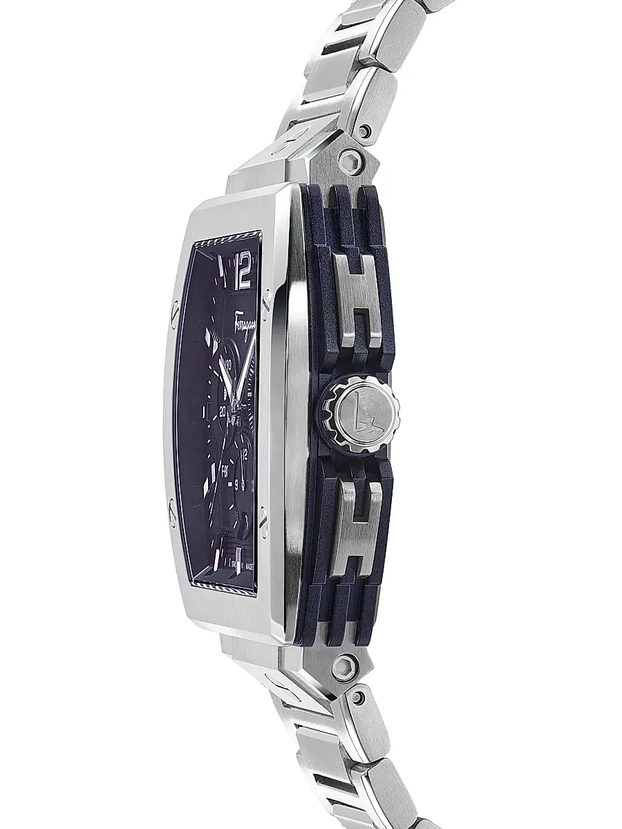 FERRAGAMO Men's F-80 Tonneau Stainless Steel Chronograph Watch - Stainless Steel | Thumbnail 3 FERRAGAMO Men's F-80 Tonneau Stainless Steel Chronograph Watch - Stainless Steel | Thumbnail 3