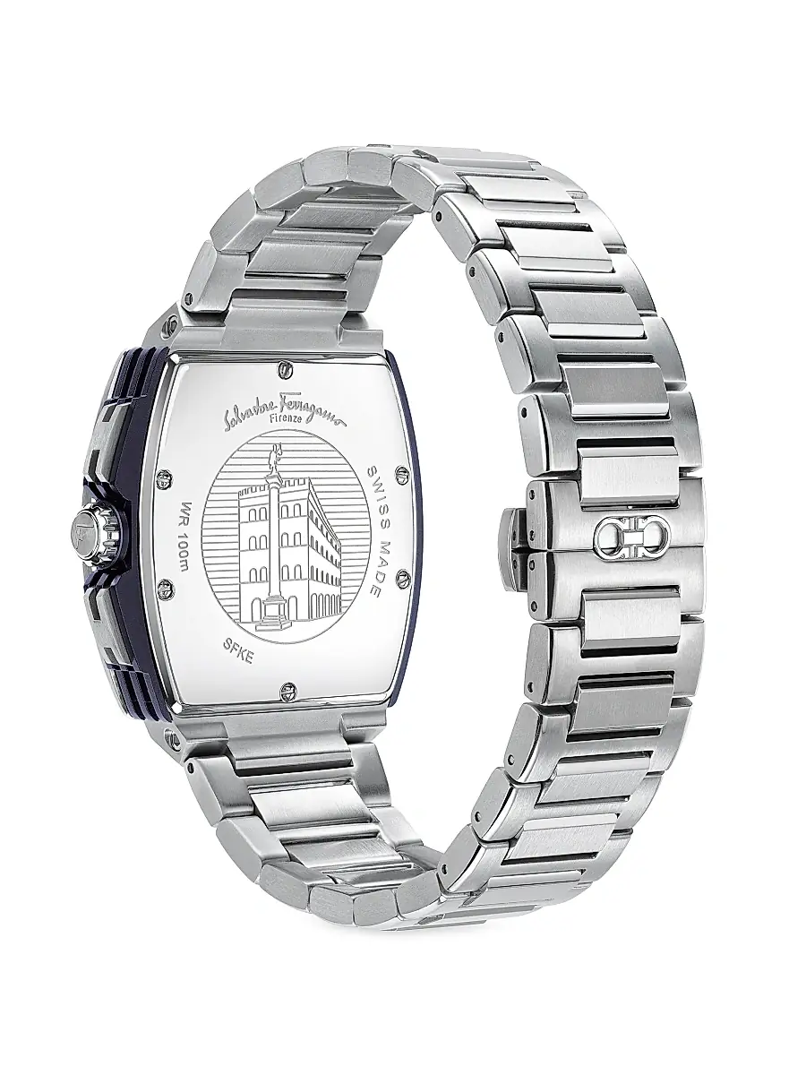 FERRAGAMO Men's F-80 Tonneau Stainless Steel Chronograph Watch - Stainless Steel | Thumbnail 4 FERRAGAMO Men's F-80 Tonneau Stainless Steel Chronograph Watch - Stainless Steel | Thumbnail 4