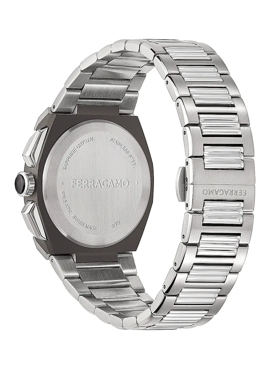 FERRAGAMO Men's Edge Chrono Stainless Steel Bracelet Watch/43MM - Stainless Steel | Thumbnail 4 FERRAGAMO Men's Edge Chrono Stainless Steel Bracelet Watch/43MM - Stainless Steel | Thumbnail 4