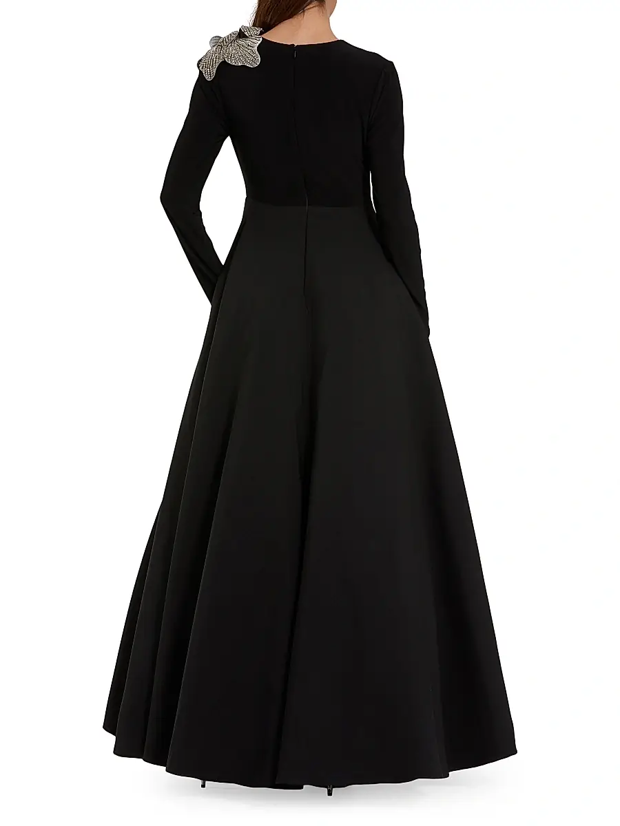 Mac Duggal Women's Floral Appliqué Mix Media A-Line Gown | Thumbnail 2