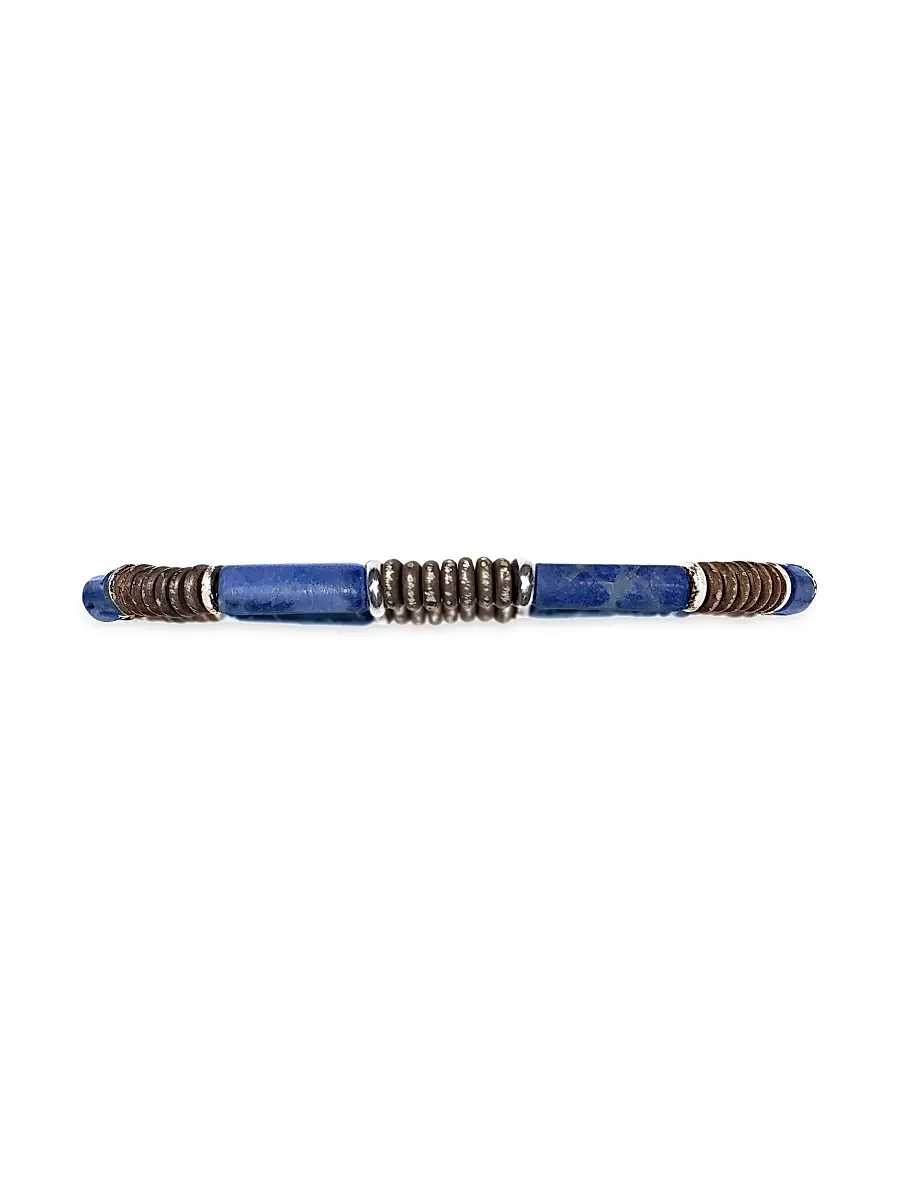 Jan Leslie Men's Blue Lapis & Sterling Silver Beaded Bracelet - Blue Lapis | Thumbnail 2 Jan Leslie Men's Blue Lapis & Sterling Silver Beaded Bracelet - Blue Lapis | Thumbnail 2