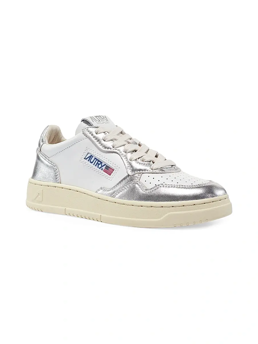 Autry Women's Medalist Metallic Leather Low-Top Sneakers | Thumbnail 2 Autry Women's Medalist Metallic Leather Low-Top Sneakers | Thumbnail 2