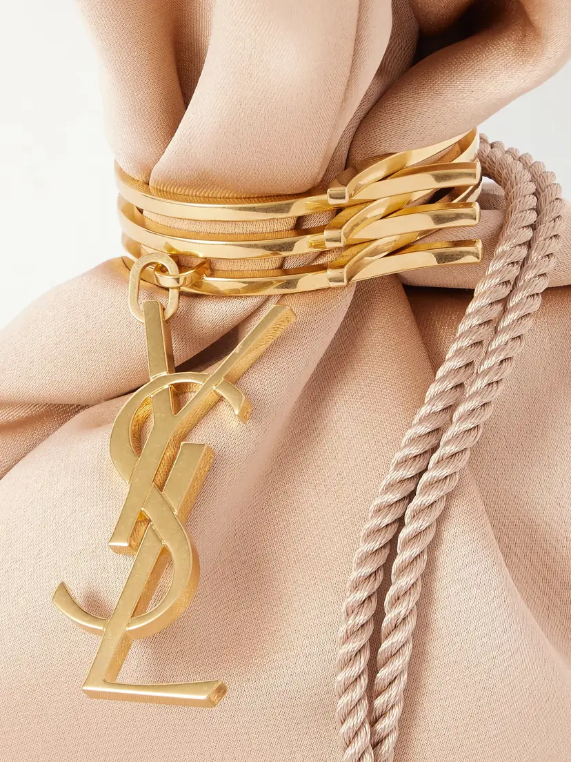 Saint Laurent Embellished Satin Bucket Bag | Thumbnail 4 Saint Laurent Embellished Satin Bucket Bag | Thumbnail 4