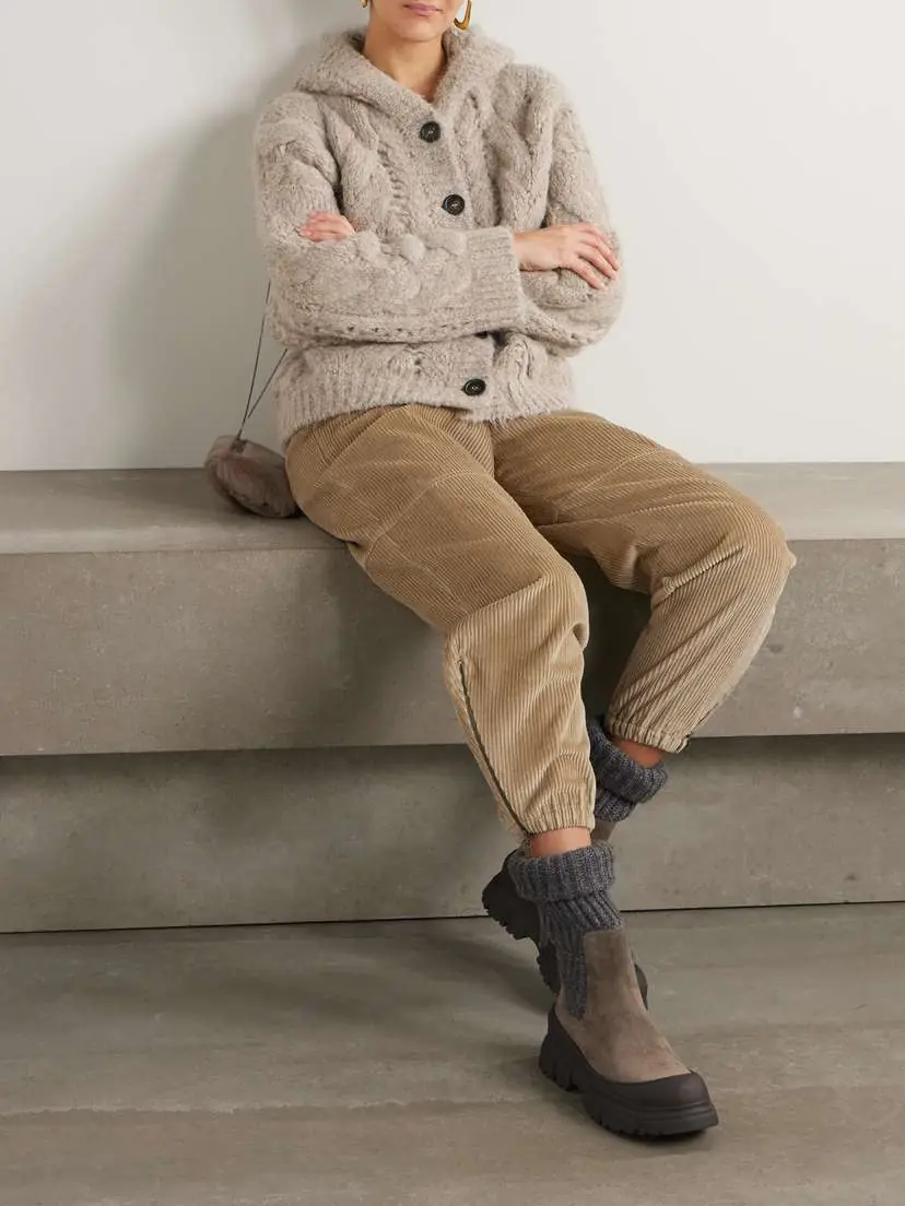 Brunello Cucinelli Hooded Cable-knit Alpaca-blend Cardigan | Thumbnail 2