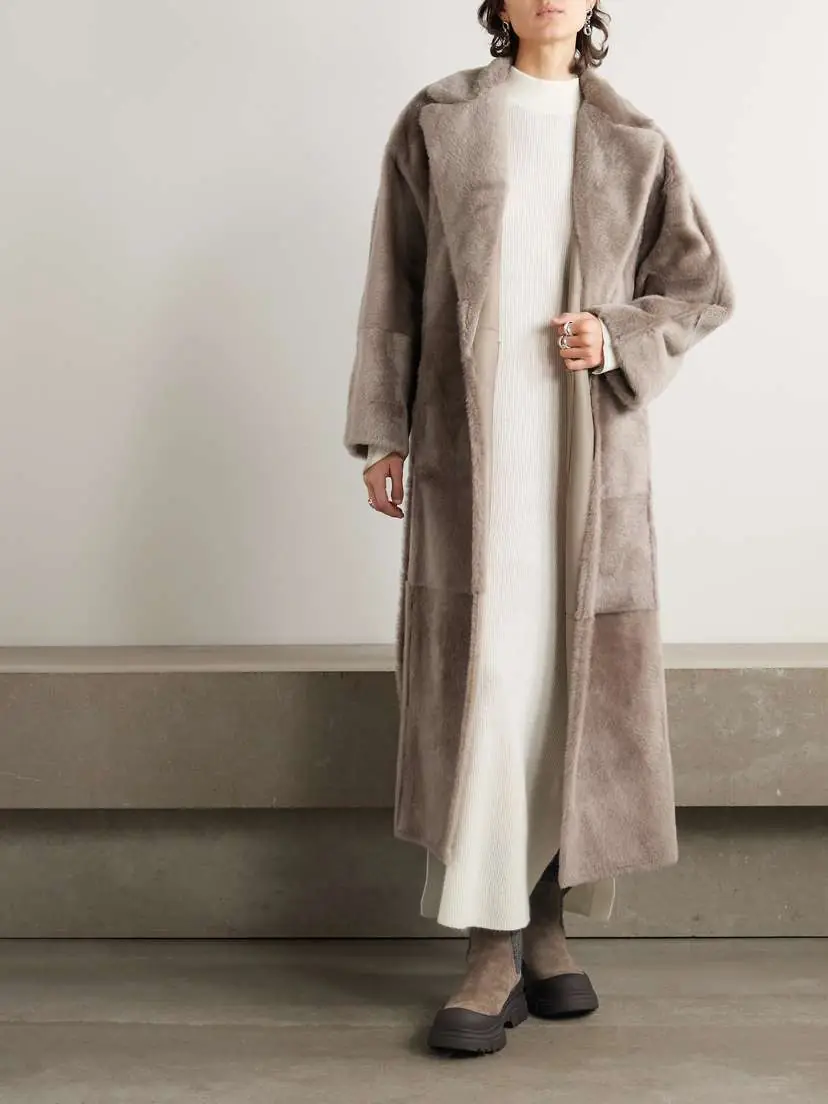Brunello Cucinelli Belted Shearling Coat | Thumbnail 2