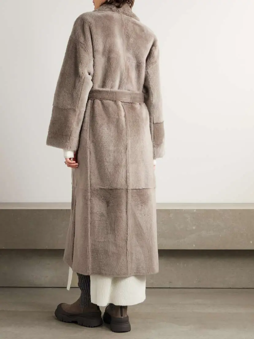 Brunello Cucinelli Belted Shearling Coat | Thumbnail 4