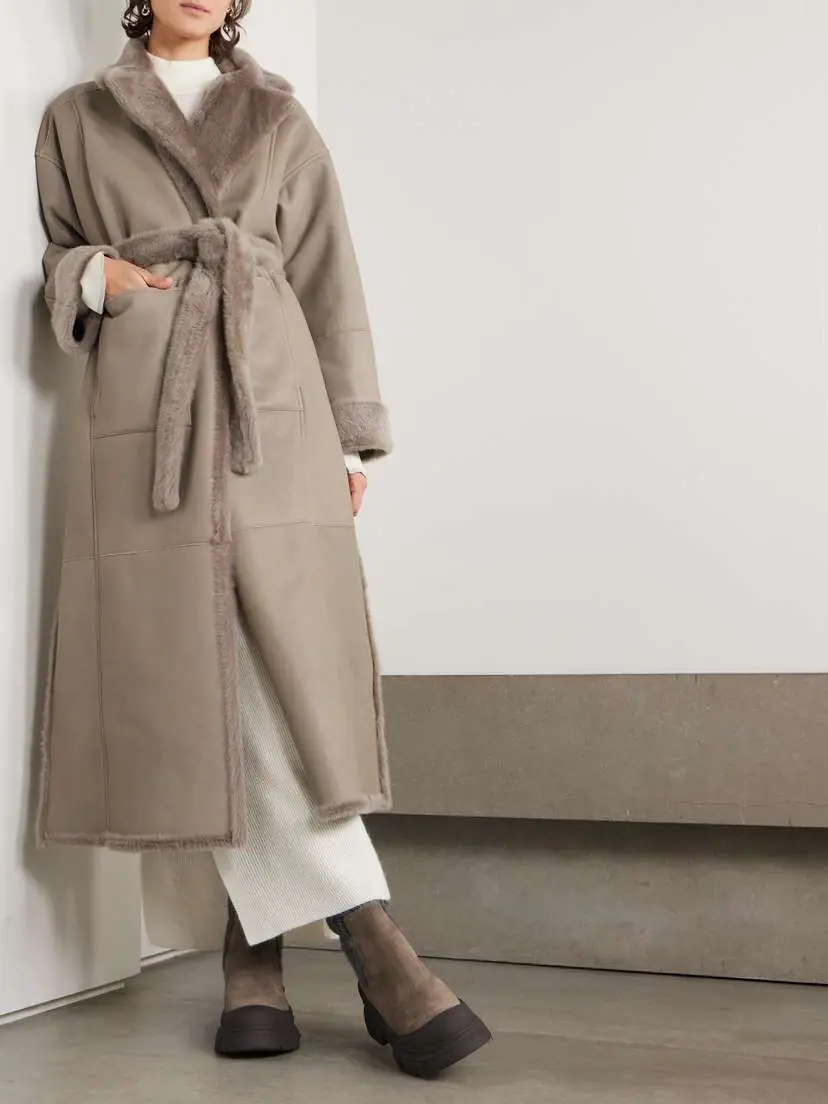 Brunello Cucinelli Belted Shearling Coat | Thumbnail 6