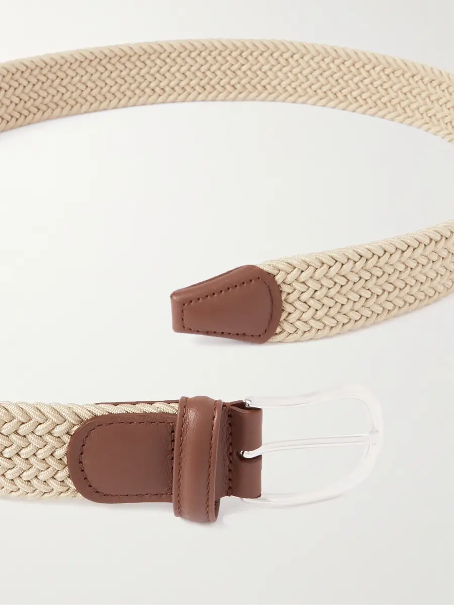 Anderson's 3.5cm Leather-Trimmed Woven Elastic Belt - Men | Thumbnail 3 Anderson's 3.5cm Leather-Trimmed Woven Elastic Belt - Men | Thumbnail 3