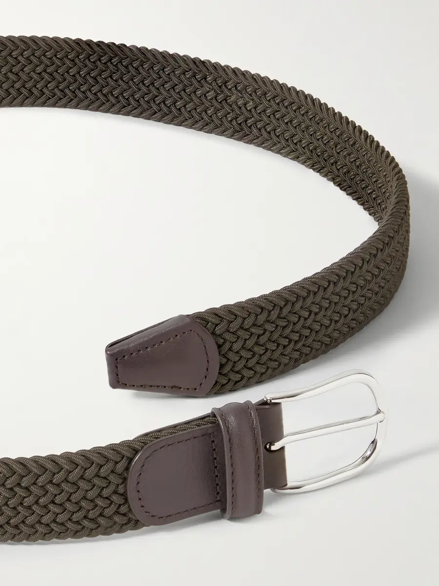 Anderson's 3.5cm Leather-Trimmed Woven Elastic Belt - Men | Thumbnail 3 Anderson's 3.5cm Leather-Trimmed Woven Elastic Belt - Men | Thumbnail 3