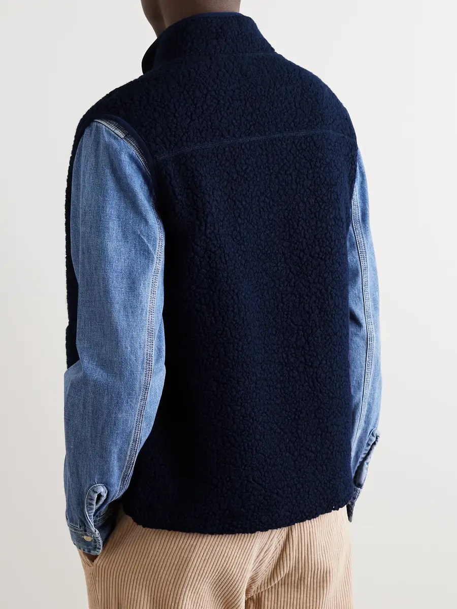 Drake's Logo-Embroidered Wool-Blend Fleece Gilet - Men | Thumbnail 3 Drake's Logo-Embroidered Wool-Blend Fleece Gilet - Men | Thumbnail 3