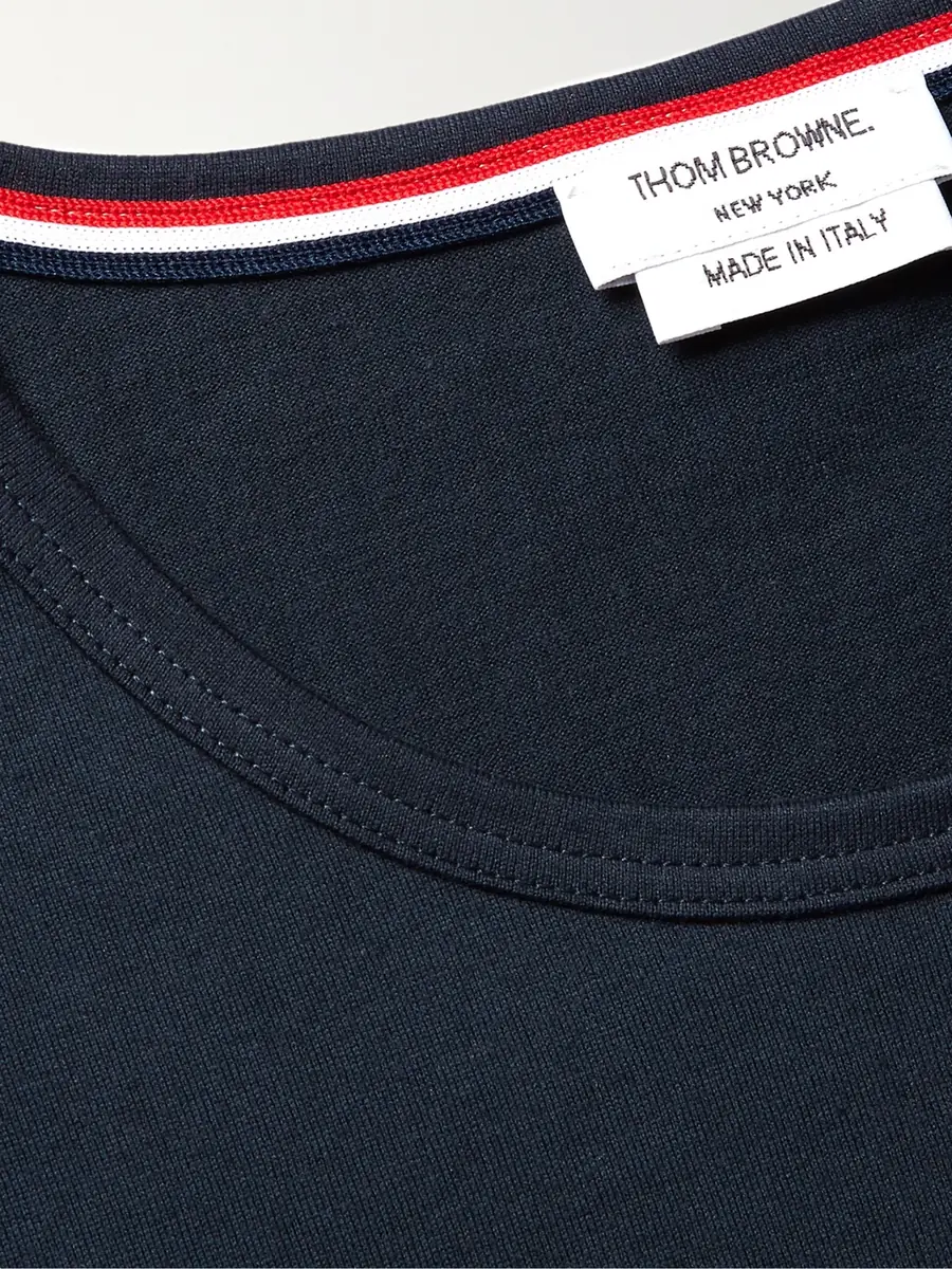 Thom Browne Slim-Fit Grosgrain-Trimmed Cotton-Jersey T-Shirt - Men | Thumbnail 5 Thom Browne Slim-Fit Grosgrain-Trimmed Cotton-Jersey T-Shirt - Men | Thumbnail 5