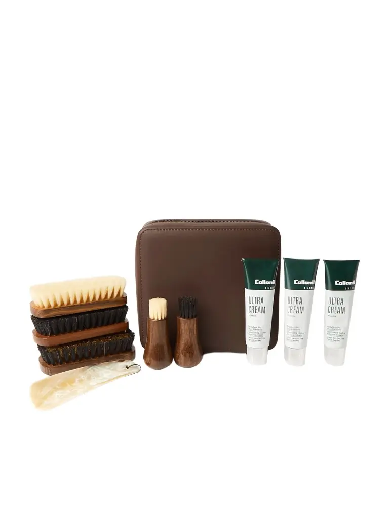 Travel Shoe Care Set with Leather Case - Men Travel Shoe Care Set with Leather Case - Men