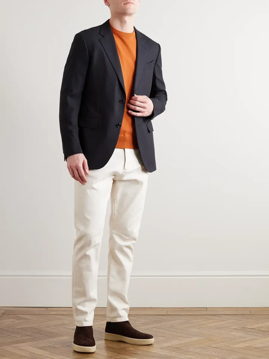 Zegna Navy 10-Pocket Stretch Wool and Silk-Blend Blazer - Men | Thumbnail 2 Zegna Navy 10-Pocket Stretch Wool and Silk-Blend Blazer - Men | Thumbnail 2