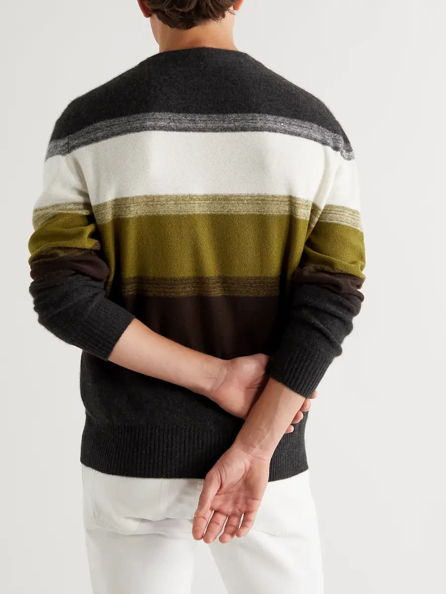 Loro Piana Glenshell Striped Cashmere and Silk-Blend Sweater - Men | Thumbnail 3 Loro Piana Glenshell Striped Cashmere and Silk-Blend Sweater - Men | Thumbnail 3