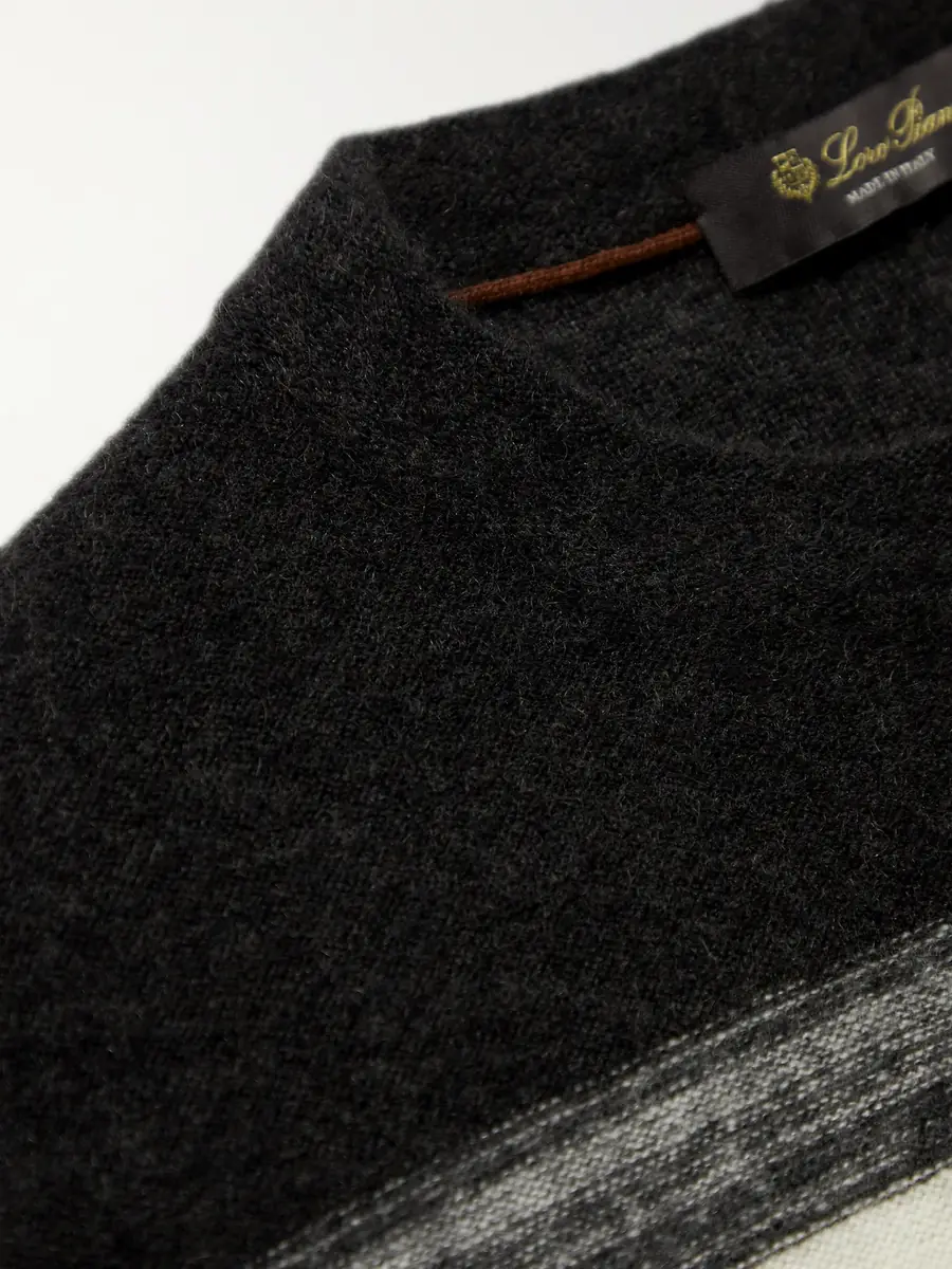 Loro Piana Glenshell Striped Cashmere and Silk-Blend Sweater - Men | Thumbnail 4 Loro Piana Glenshell Striped Cashmere and Silk-Blend Sweater - Men | Thumbnail 4