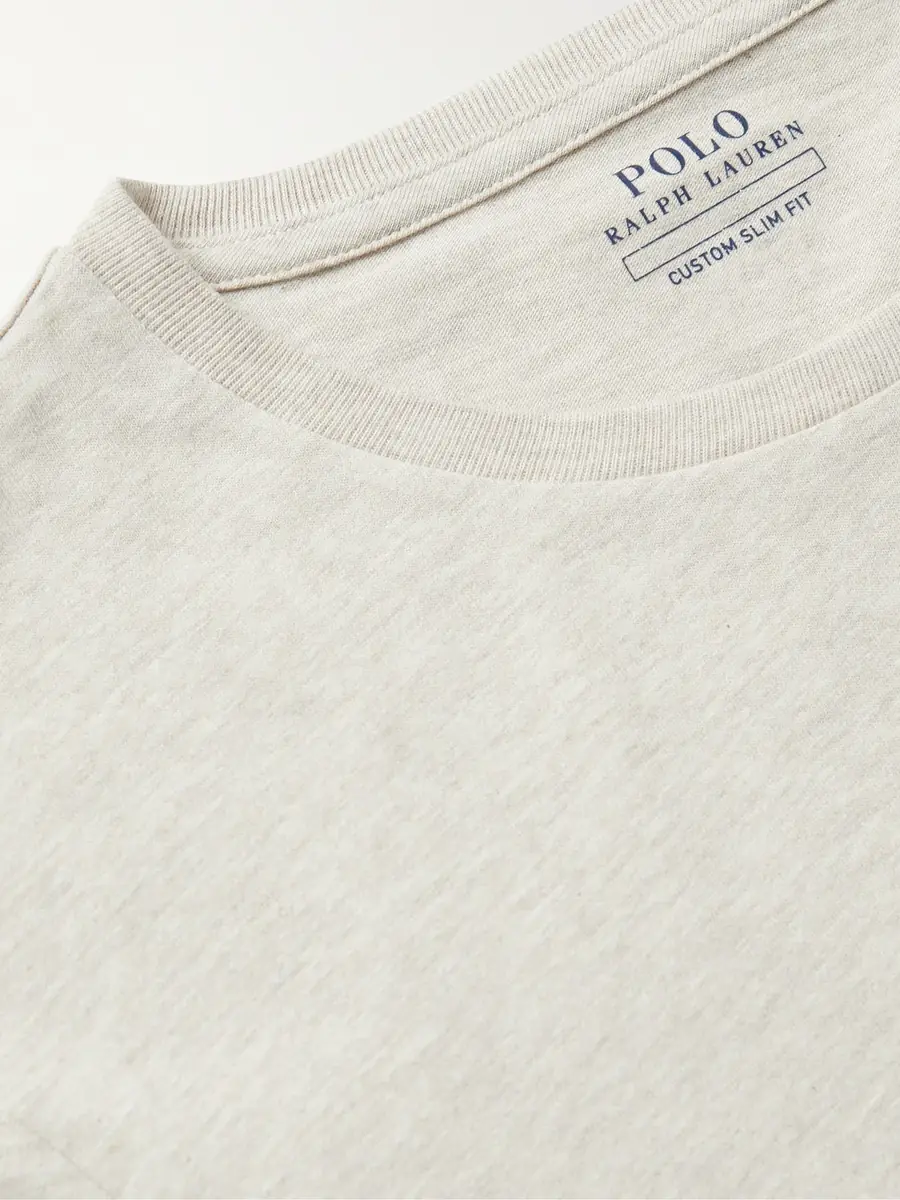 Polo Ralph Lauren Slim-Fit Logo-Embroidered Mélange Cotton-Jersey T-Shirt - Men | Thumbnail 4 Polo Ralph Lauren Slim-Fit Logo-Embroidered Mélange Cotton-Jersey T-Shirt - Men | Thumbnail 4