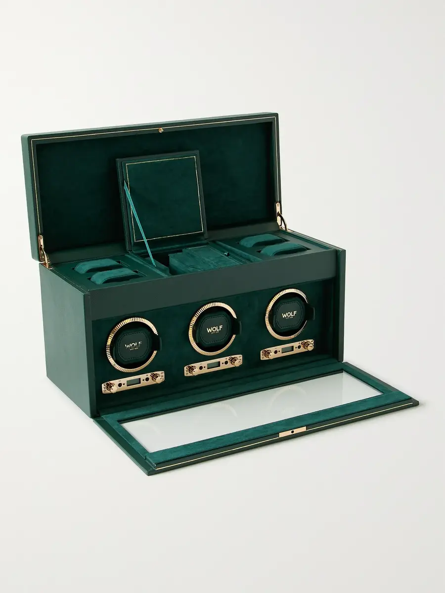 Wolf Pebble-Grain Vegetarian Material Triple Watch Winder - Men | Thumbnail 2 Wolf Pebble-Grain Vegetarian Material Triple Watch Winder - Men | Thumbnail 2