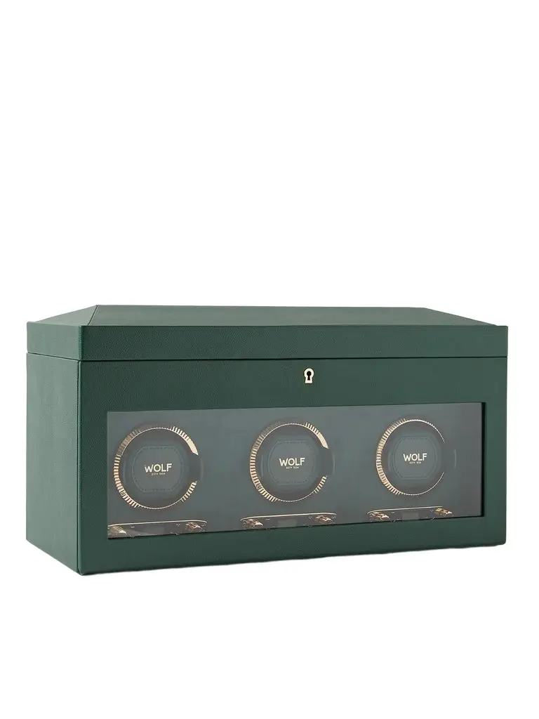 Pebble-Grain Vegetarian Material Triple Watch Winder - Men