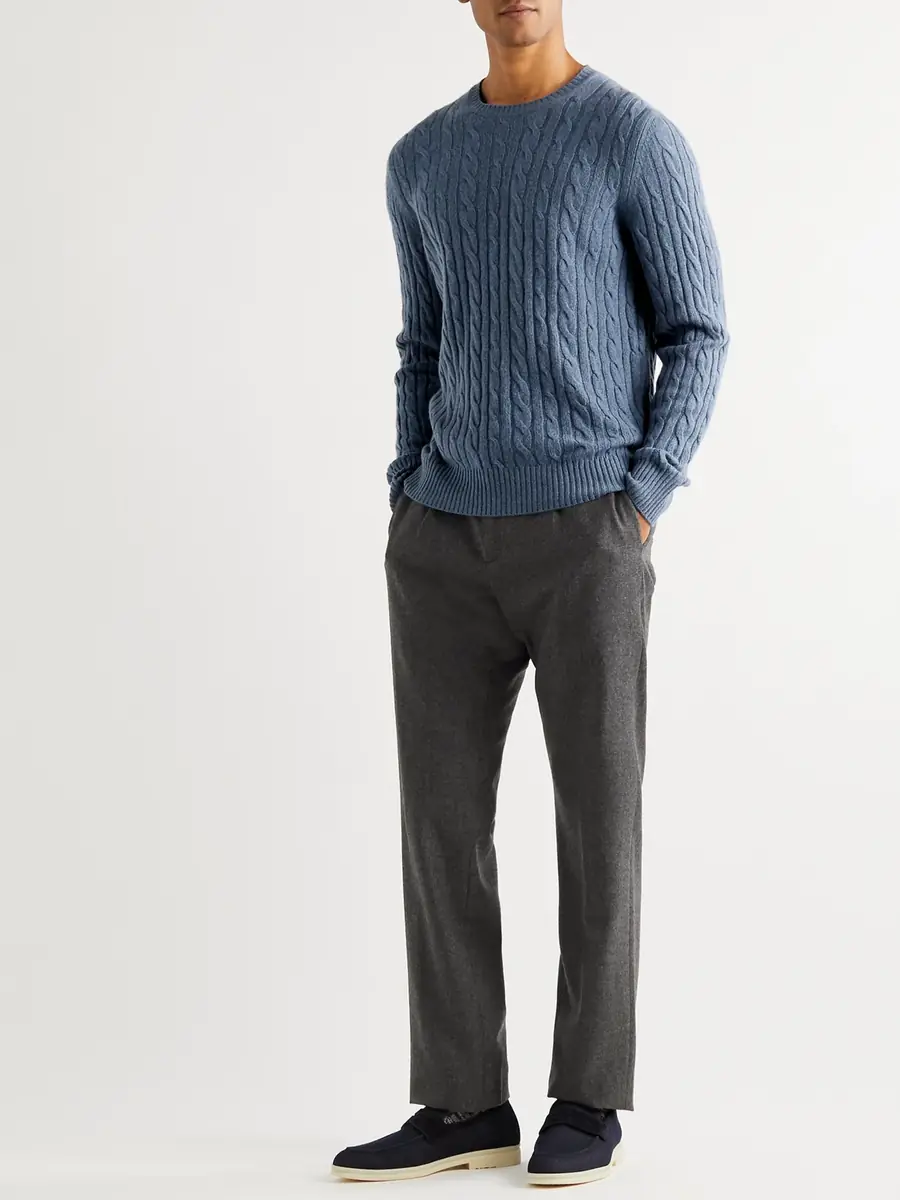 Loro Piana Slim-Fit Cable-Knit Baby Cashmere Sweater - Men | Thumbnail 2