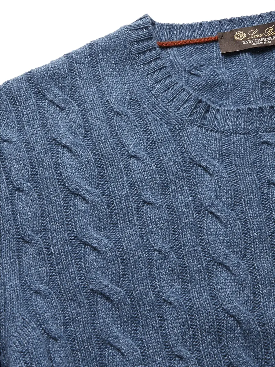 Loro Piana Slim-Fit Cable-Knit Baby Cashmere Sweater - Men | Thumbnail 4