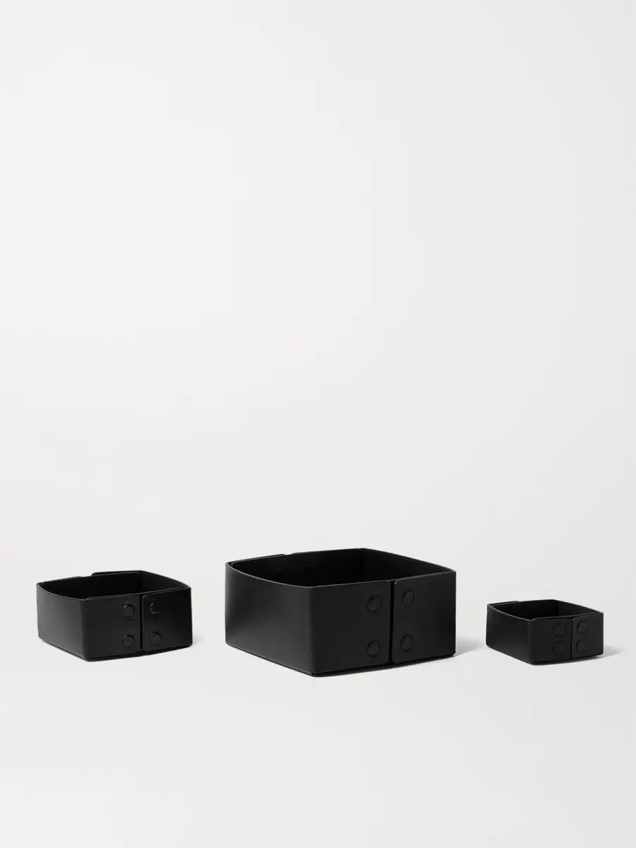 Métier Set of Three Reversible Collapsible Full-Grain Leather Boxes - Men | Thumbnail 2 Métier Set of Three Reversible Collapsible Full-Grain Leather Boxes - Men | Thumbnail 2