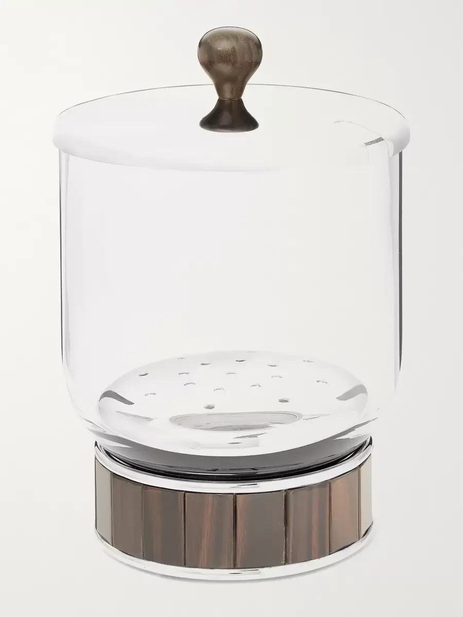 Lorenzi Milano Glass, Stainless Steel and Ebony Ice Bucket - Men | Thumbnail 2 Lorenzi Milano Glass, Stainless Steel and Ebony Ice Bucket - Men | Thumbnail 2