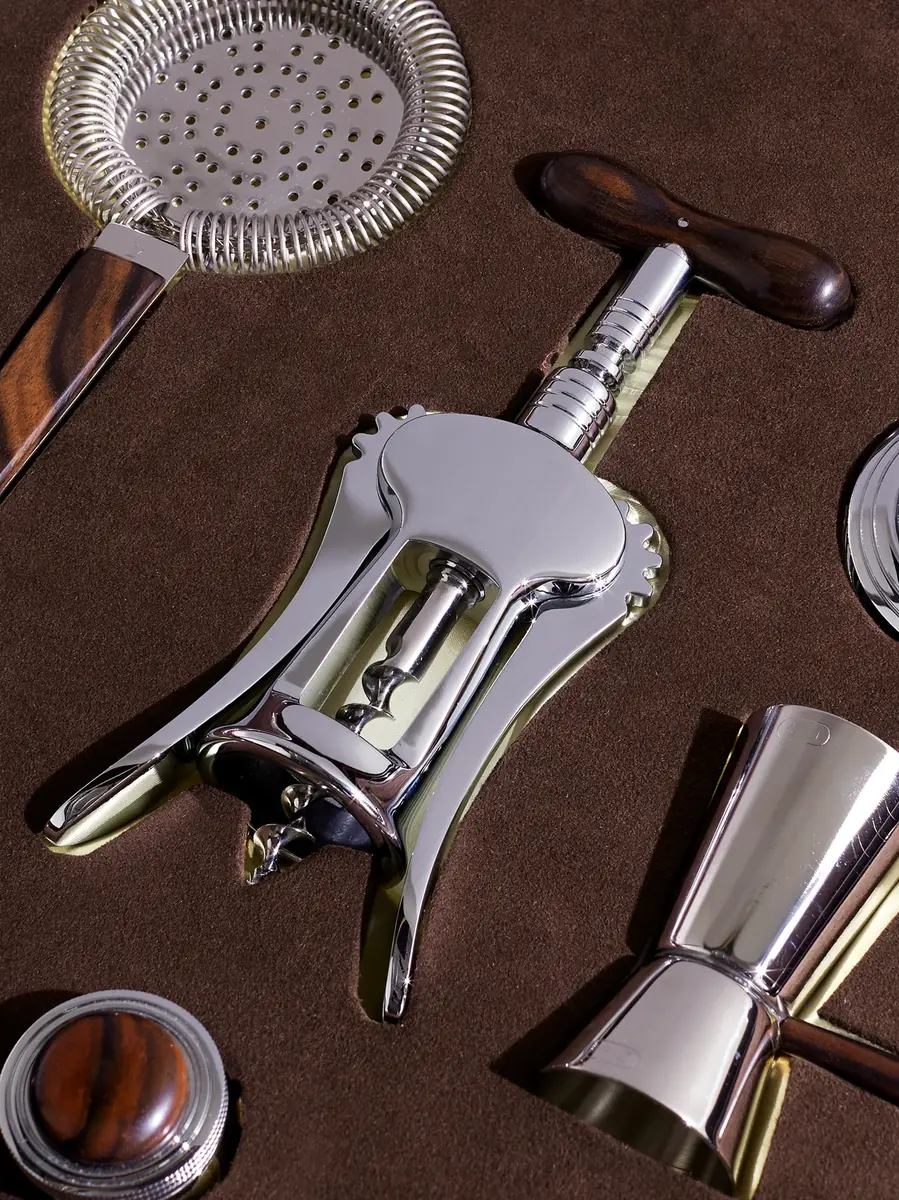 Lorenzi Milano Ebony, Leather and Stainless Steel Bar Set - Men | Thumbnail 4 Lorenzi Milano Ebony, Leather and Stainless Steel Bar Set - Men | Thumbnail 4
