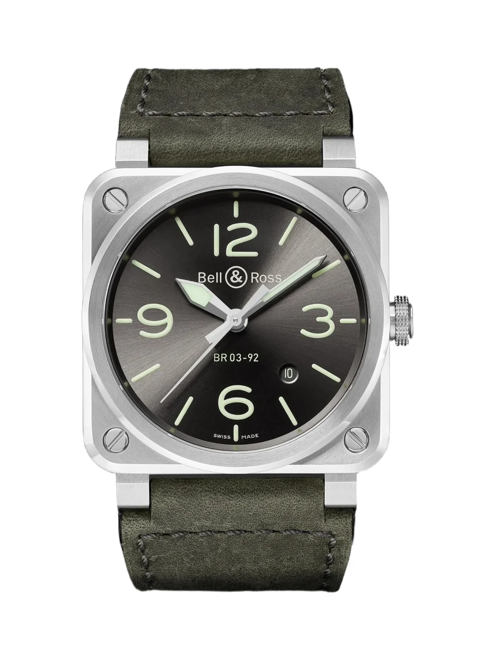 BR 03-92 Grey Lum Automatic Stainless Steel Watch, Ref. BR0392-GC3-ST/SCA - Men