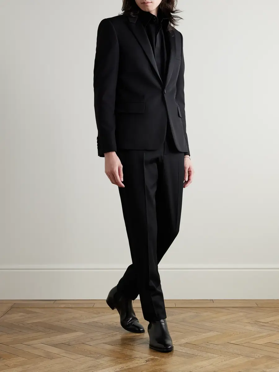 Saint Laurent Slim-Fit Satin-Trimmed Wool Blazer - Men | Thumbnail 2