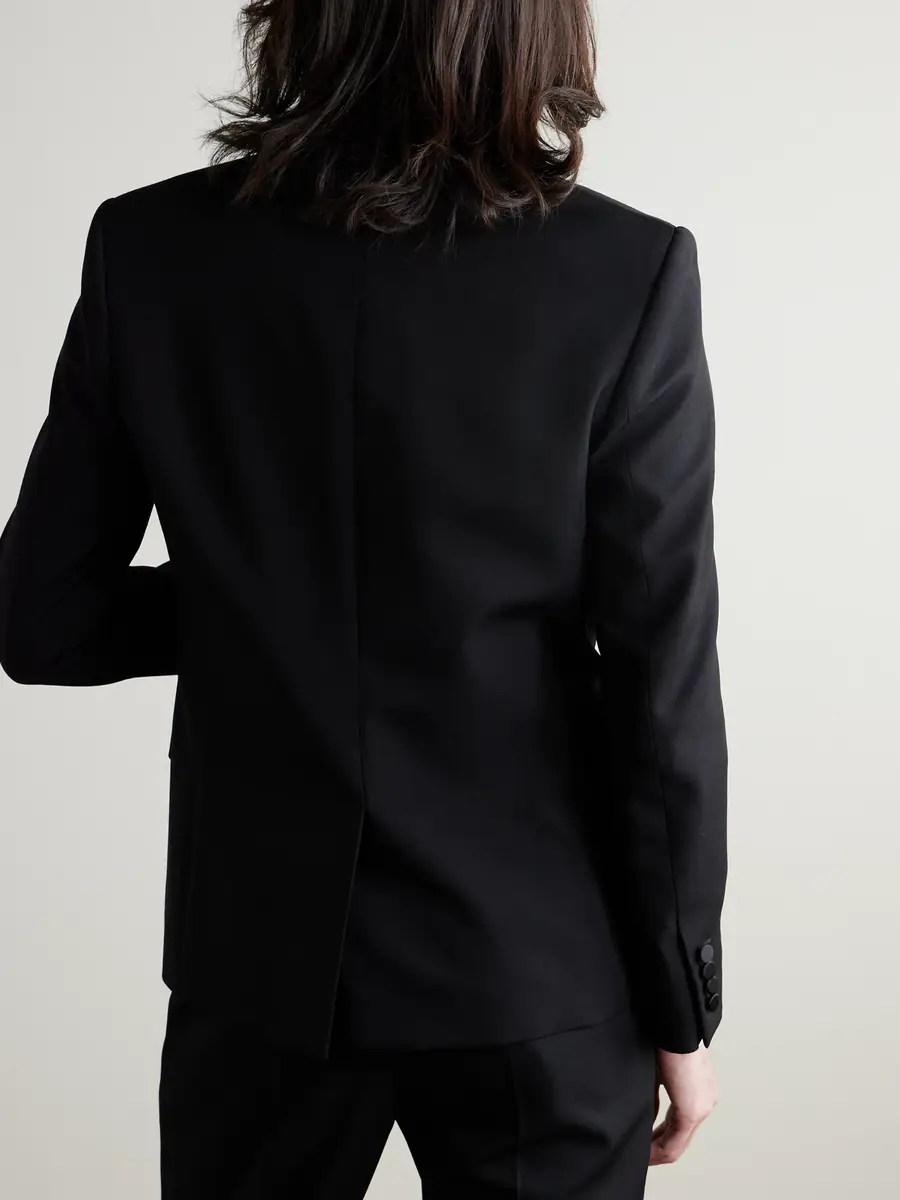 Saint Laurent Slim-Fit Satin-Trimmed Wool Blazer - Men | Thumbnail 4