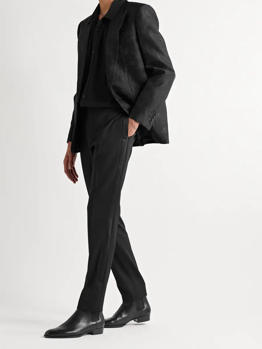 Saint Laurent Slim-Fit Virgin Wool Grain de Poudre Trousers - Men | Thumbnail 2