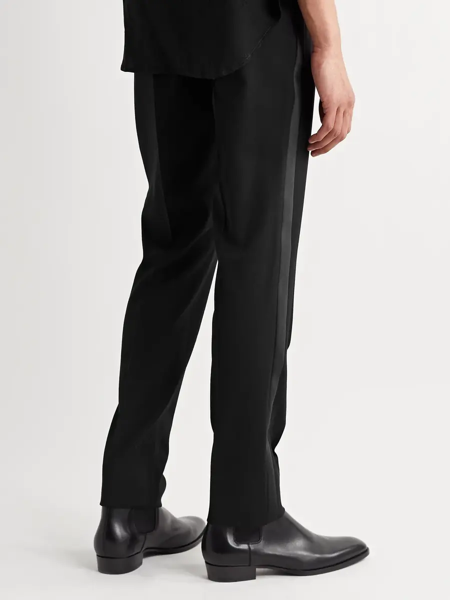 Saint Laurent Slim-Fit Virgin Wool Grain de Poudre Trousers - Men | Thumbnail 3
