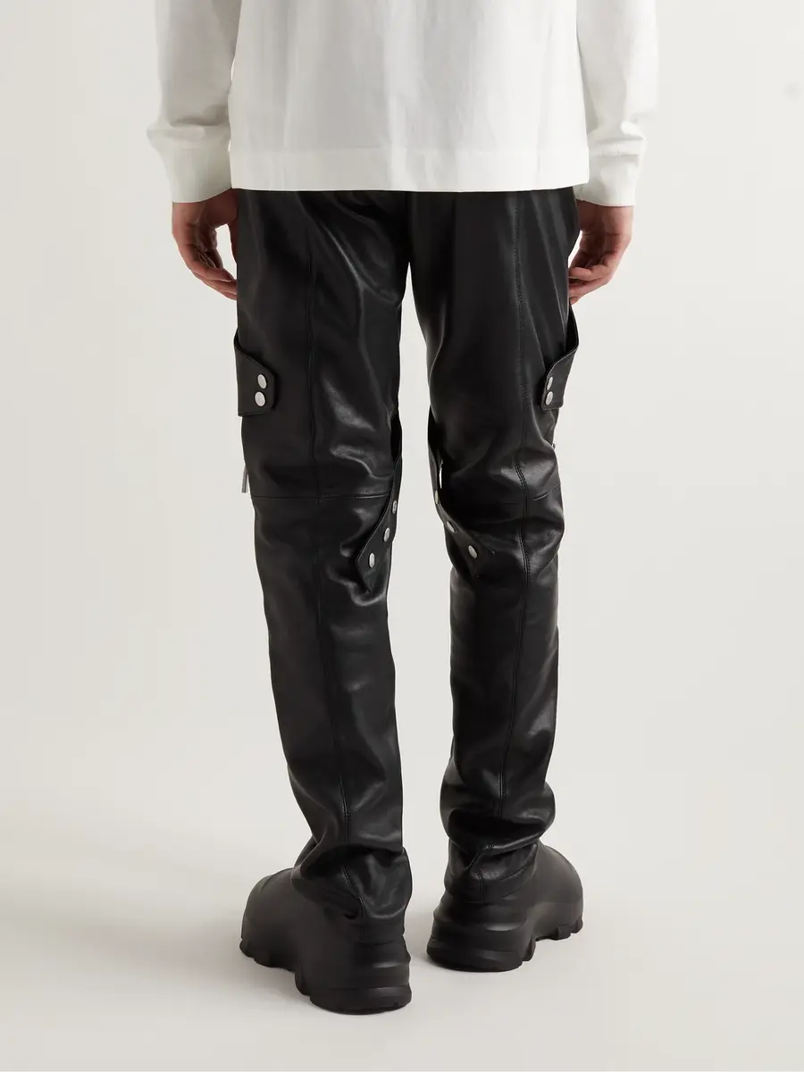 Moncler Genius Alyx Straight-Leg Panelled Zip-Embellished Leather Trousers - Men | Thumbnail 3