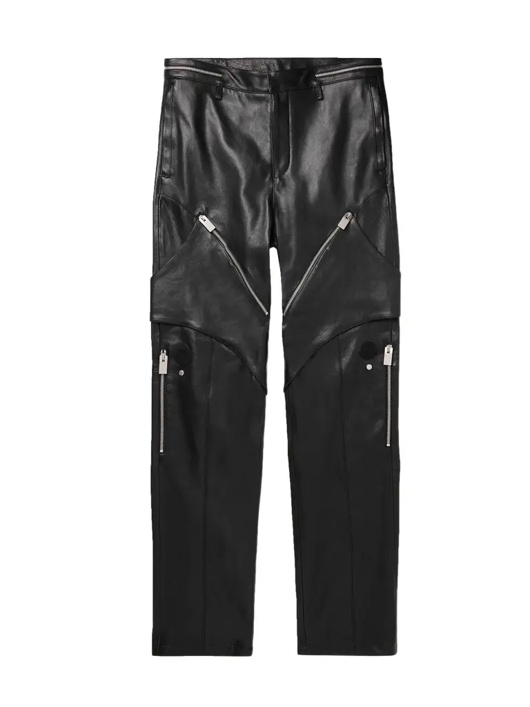 Alyx Straight-Leg Panelled Zip-Embellished Leather Trousers - Men Alyx Straight-Leg Panelled Zip-Embellished Leather Trousers - Men