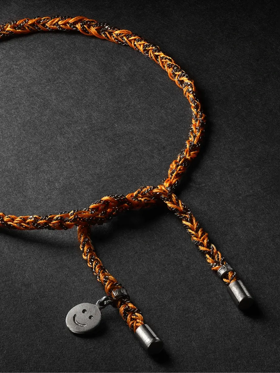 Carolina Bucci Lucky Happiness Blackened Gold and Silk Bracelet - Men | Thumbnail 3