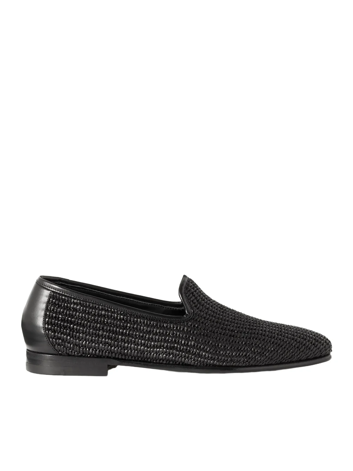 Manolo Blahnik Mario Leather-Trimmed Raffia Loafers - Men