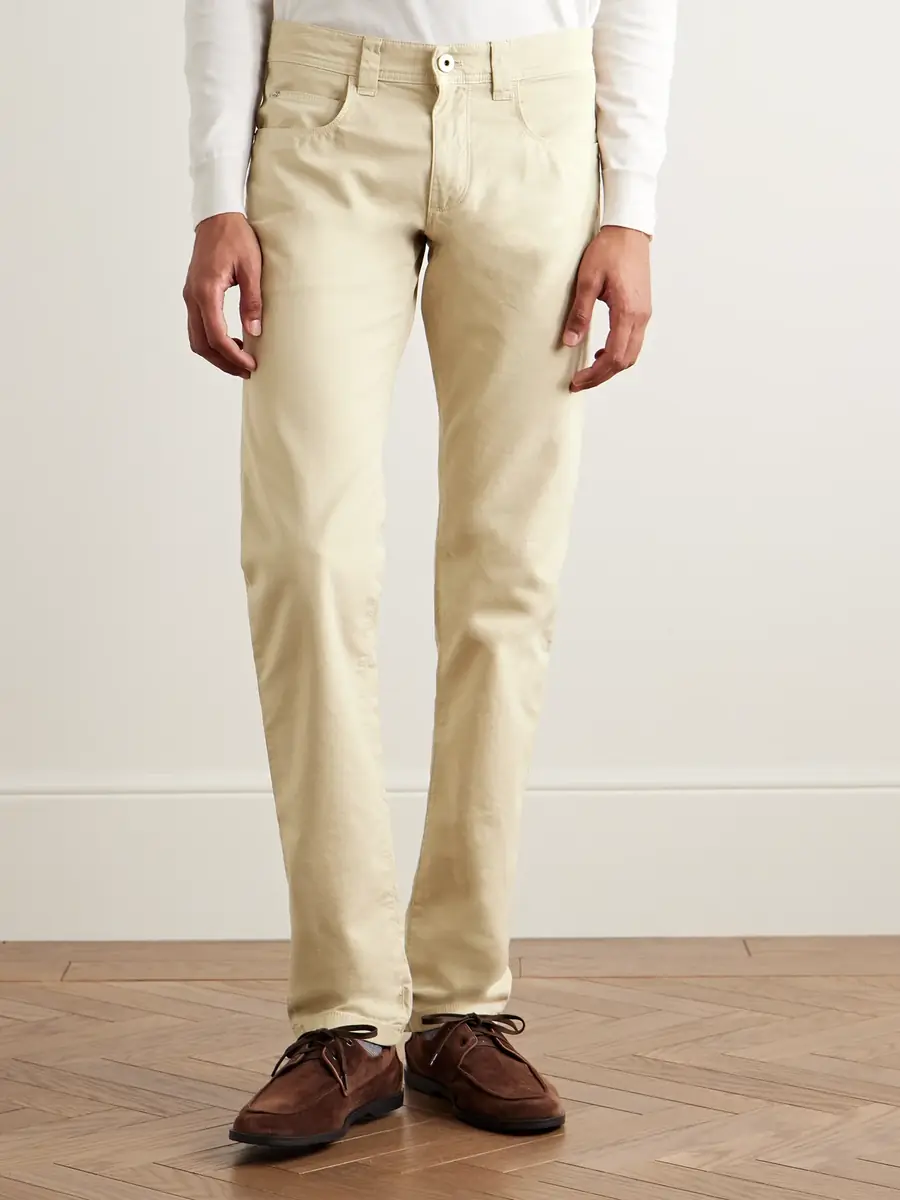 Loro Piana Slim-Fit Garment-Dyed Cotton-Blend Trousers - Men | Thumbnail 3 Loro Piana Slim-Fit Garment-Dyed Cotton-Blend Trousers - Men | Thumbnail 3