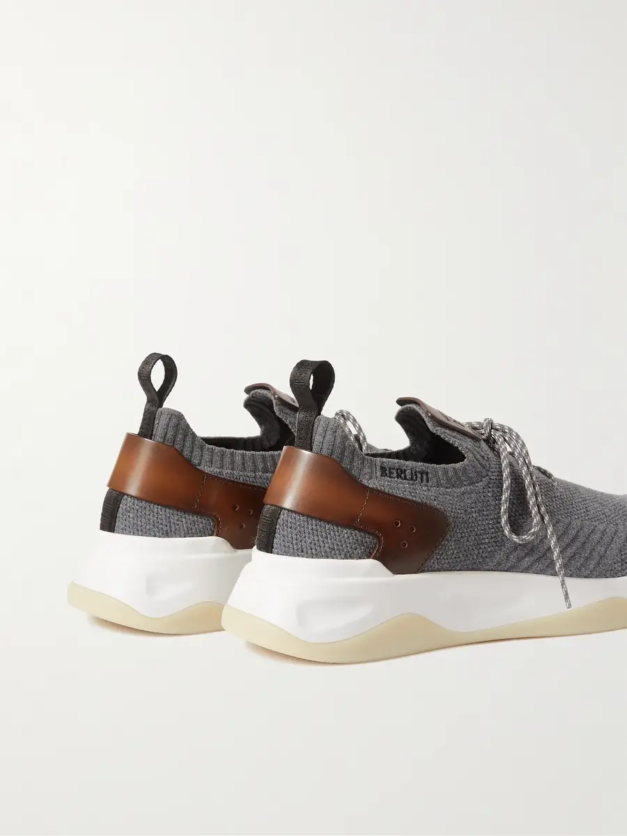 Berluti Shadow Venezia Leather-Trimmed Stretch-Knit Sneakers - Men | Thumbnail 4 Berluti Shadow Venezia Leather-Trimmed Stretch-Knit Sneakers - Men | Thumbnail 4